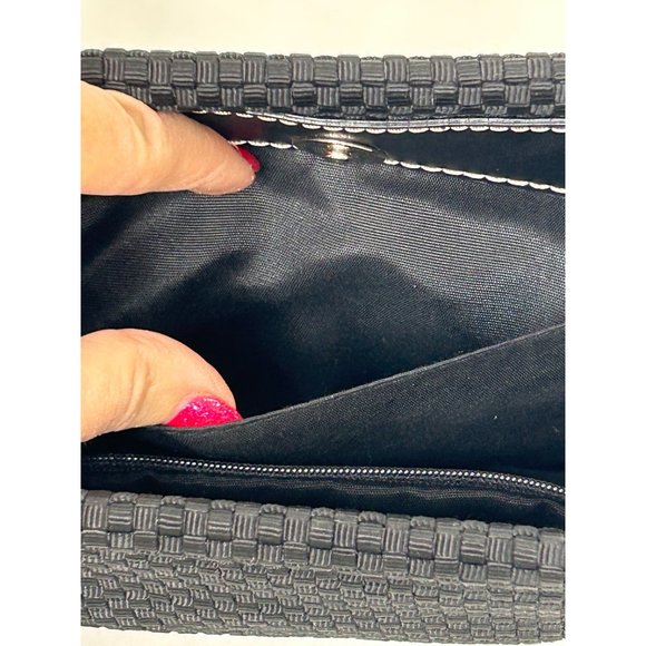 The Sak Women’s Black Purse Fabric Weave Faux Leather Rectangle Snap Pockets - Picture 7 of 17